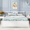 Wooden Platform Bed with Headboard and Wood Slat Support White
